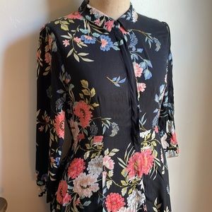 Zara floral maxi dress with buttons down front and long sleeves